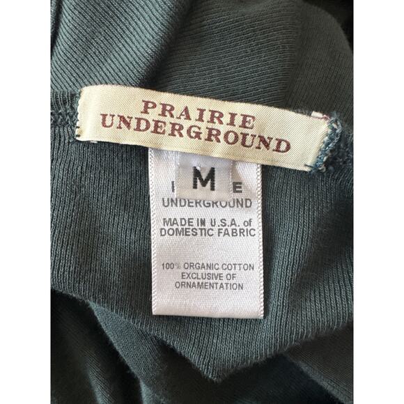 PRAIRIE UNDERGROUND Crewneck Cotton Long Sleeve Bodycon Dress Green MEDIUM - Picture 3 of 10